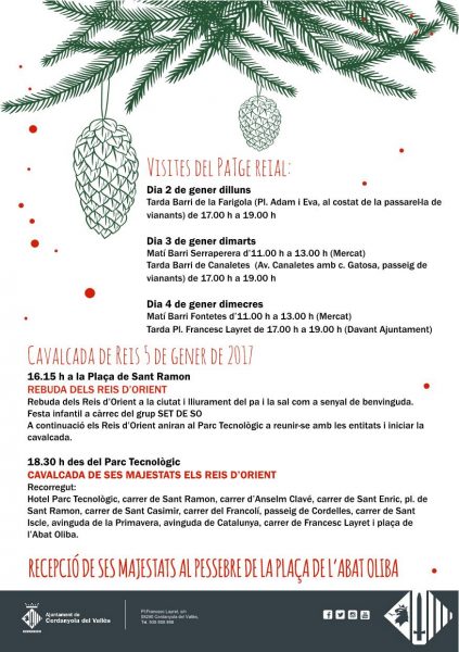 Programa d'actes de la Cavalcada de Reis 2017