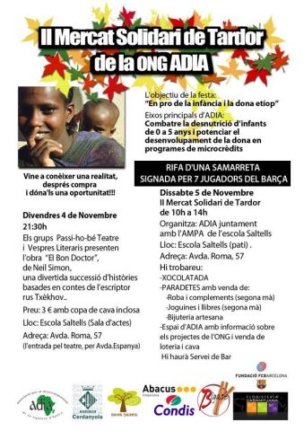 El mercat solidari d'ADIA centra una àmplia agenda cultural