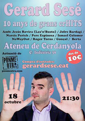 Gerard Sesé celebra 10 anys de música amb un concert a l'Ateneu