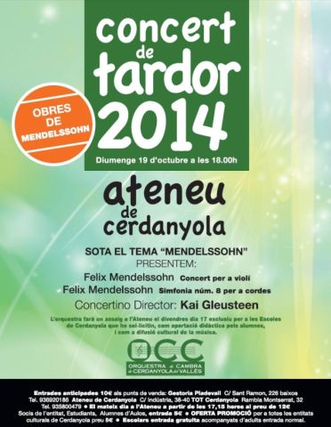 L'Orquestra de Cambra dedicarà a Mendelssohn el seu concert de tardor