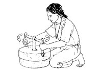 Taller de mòlta i elaboració de pa al poblat de Ca n’Oliver