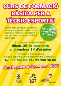 Esports i Lleure organitza un curs de formació de tècnics esportius