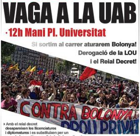 Vaga d'estudiants a la UAB contra la LOU i el procés europeu de Bolonya