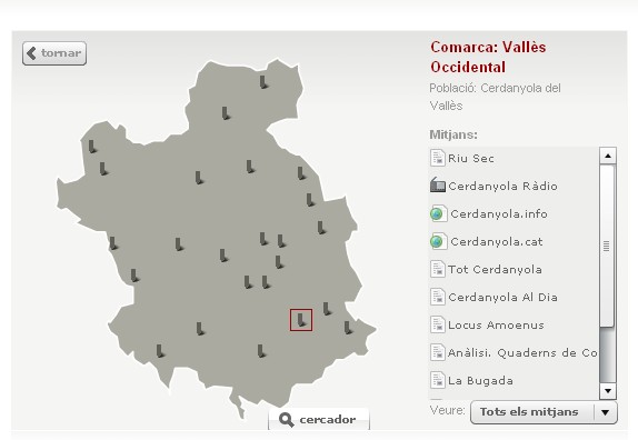 La UAB elabora un Mapa Interactiu de Mitjans de Comunicació a Catalunya