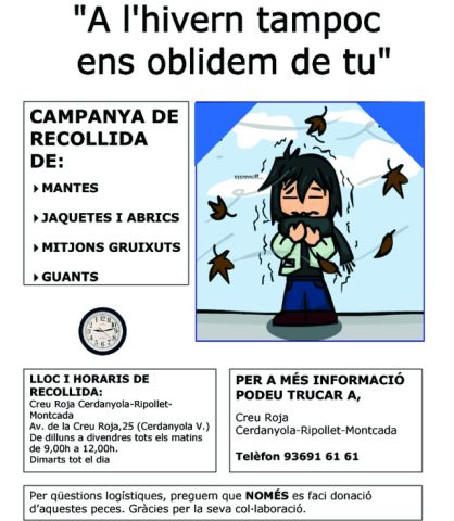 Creu Roja posa en marxa la campanya 'A l'hivern tampoc ens oblidem de tu'
