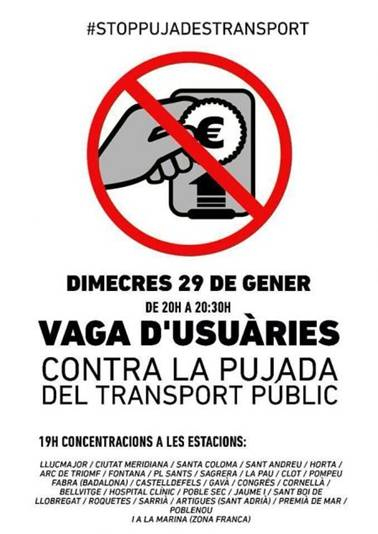 Stop Pujades Transport convoca una vaga de persones usuàries del transport públic