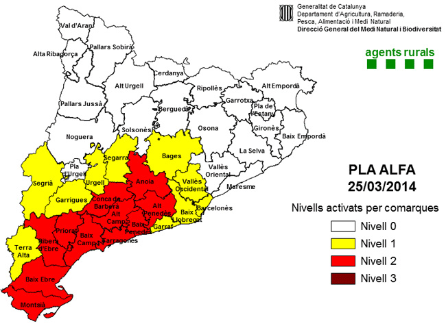 La comarca entra al nivell 1 de prevenció d'incendis forestals 