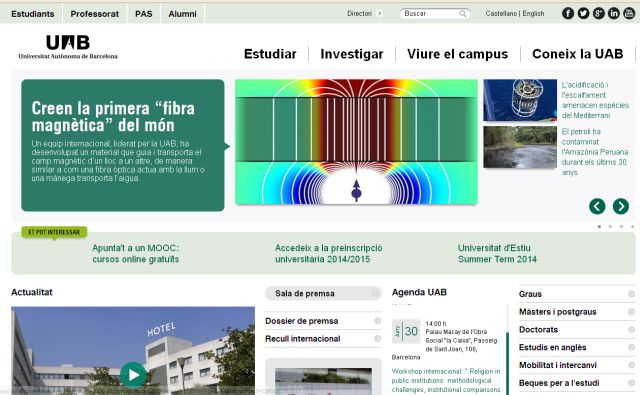 La Universitat Autònoma de Barcelona estrena nou web