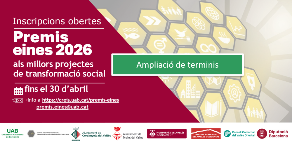 S’amplia fins al 30 d’abril el termini per presentar projectes als Premis eines 2026