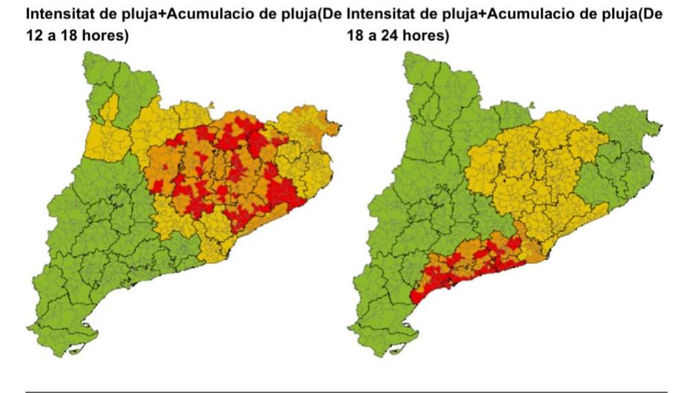 El Servei Metereològic avisa d'intensitat de pluja per avui dimecres