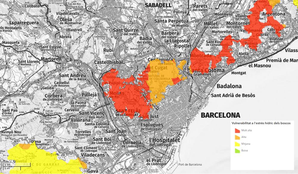 La Diputació presenta el mapa de vulnerabilitat a la sequera dels boscos