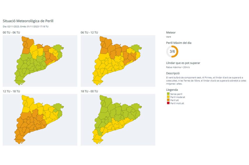 Protecció Civil activa l'alerta de previsió de forts vents