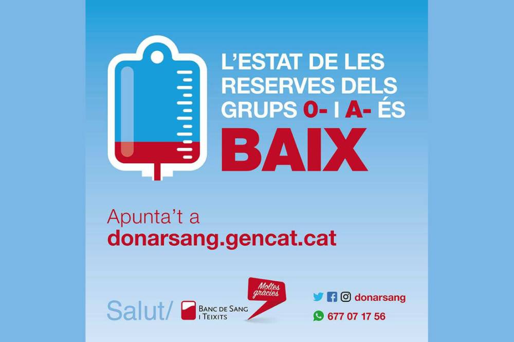 El Banc de Sang torna a l’Ateneu amb reserves baixes de 0- i A-