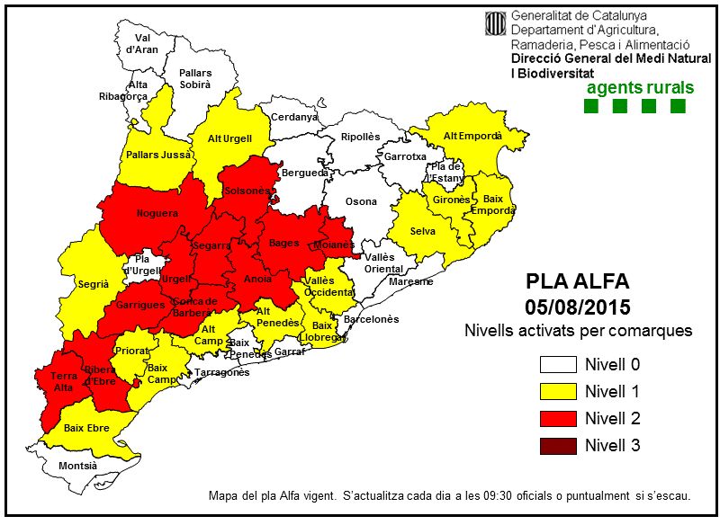 Activat el Pla Alfa en Nivell 1 a la nostra comarca