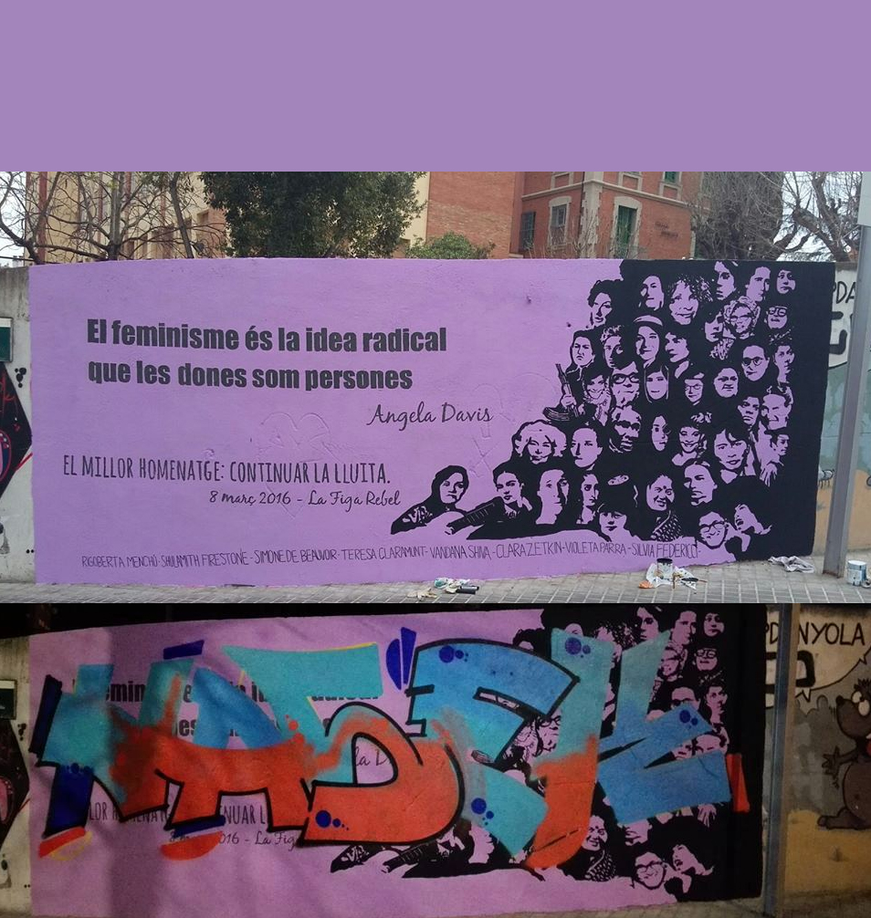 Uns brètols destrossen un mural commemoratiu del Dia de les Dones