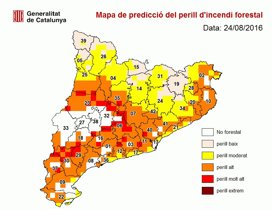 Protecció Civil demana extremar les precaucions davant l'elevat risc d'incendi forestal