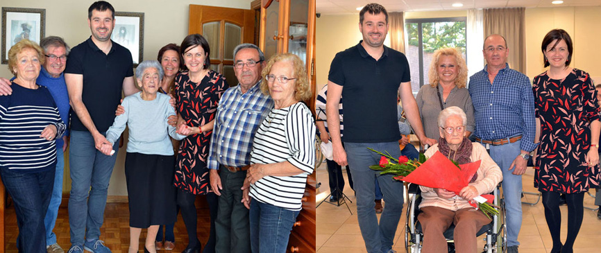 Reconeixement a les veïnes Maria Jesús Rodríguez i Bella Cárdenas amb motiu del seu centenari