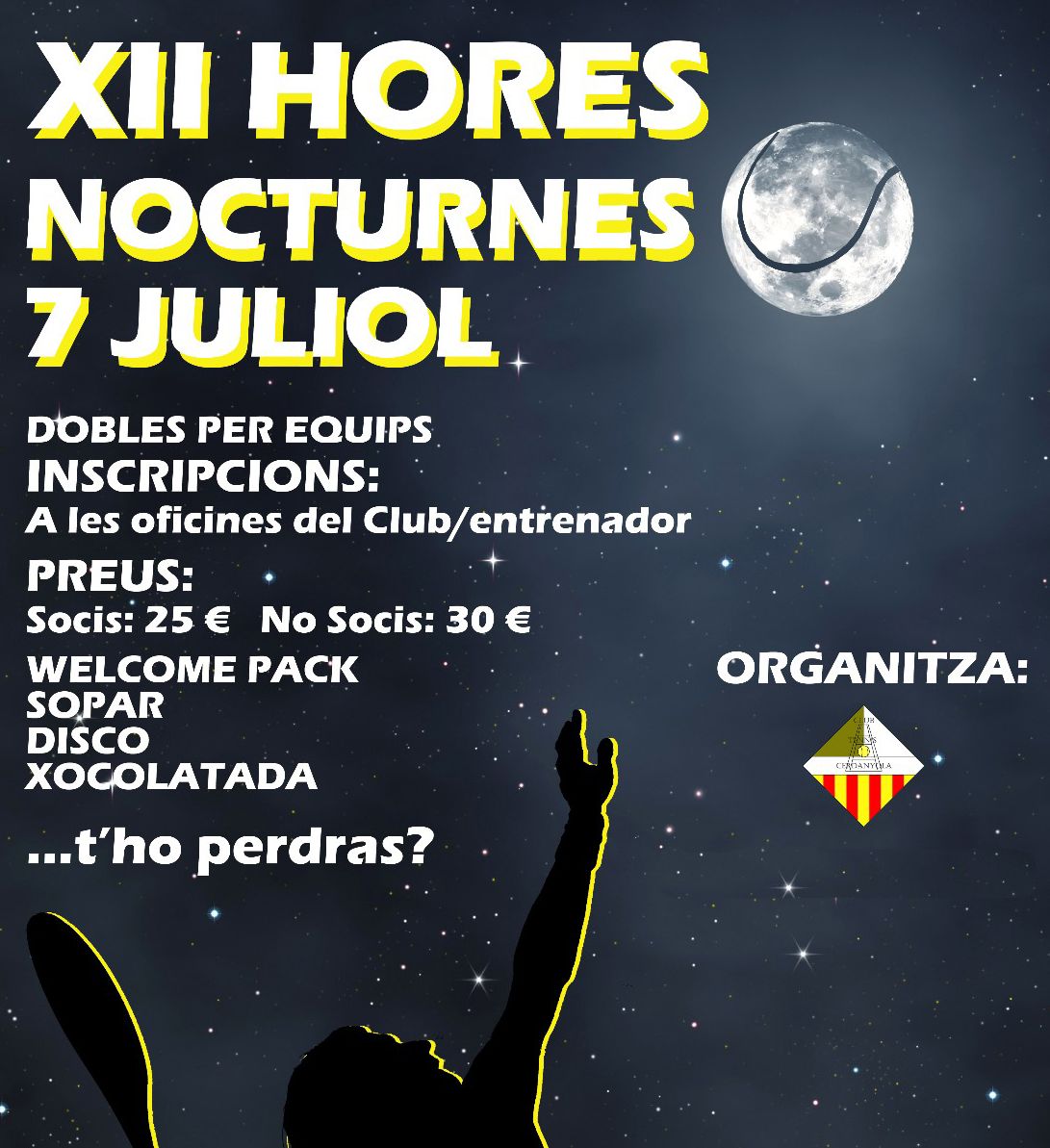 Obertes les inscripcions  per participar en les 12 Hores de Tennis Nocturnes