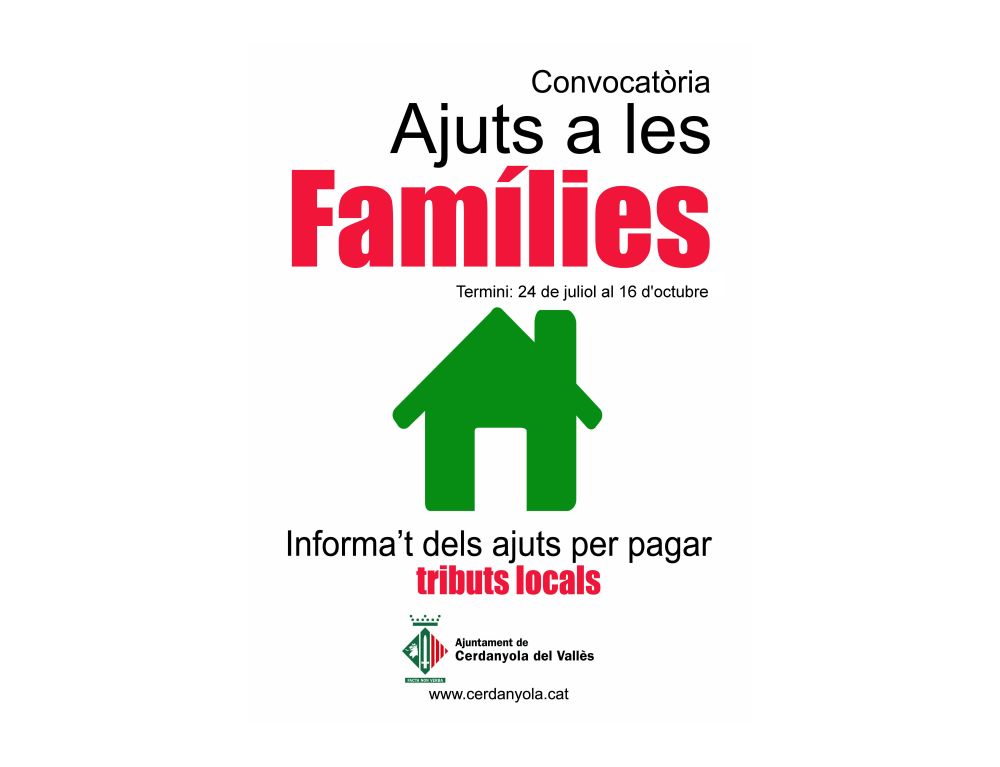 Els ajuts a les famílies es podran demanar del 24 de juliol al 16 d'octubre