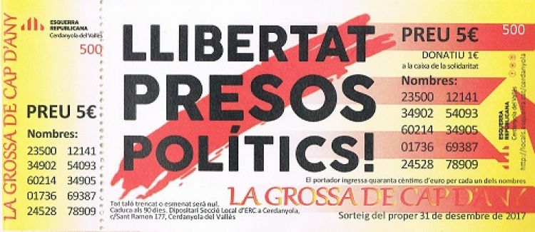 ERC donarà la recaptació de la loteria a la caixa de solidaritat amb els presos
