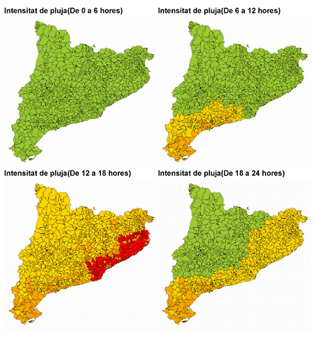 Situació de prealerta de l'INUNCAT per previsió de pluges intenses