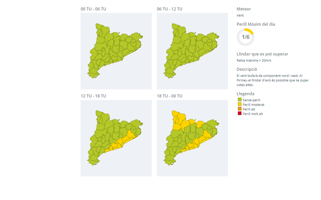 Després de l'alerta de risc de neu, la de vent