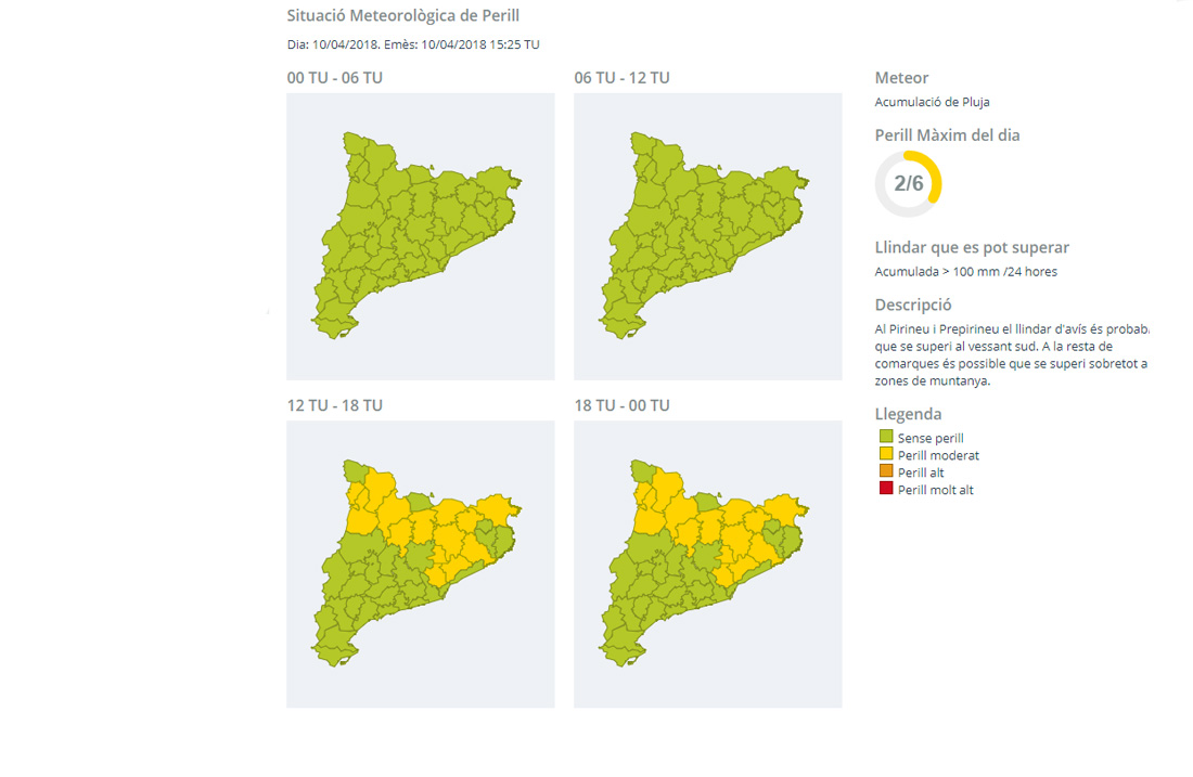 Protecció Civil alerta davant la previsió de fortes pluges acompanyades de fort vent