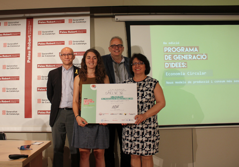 Generalitat i PRUAB premien Greene3D, com a millor iniciativa en economia circular
