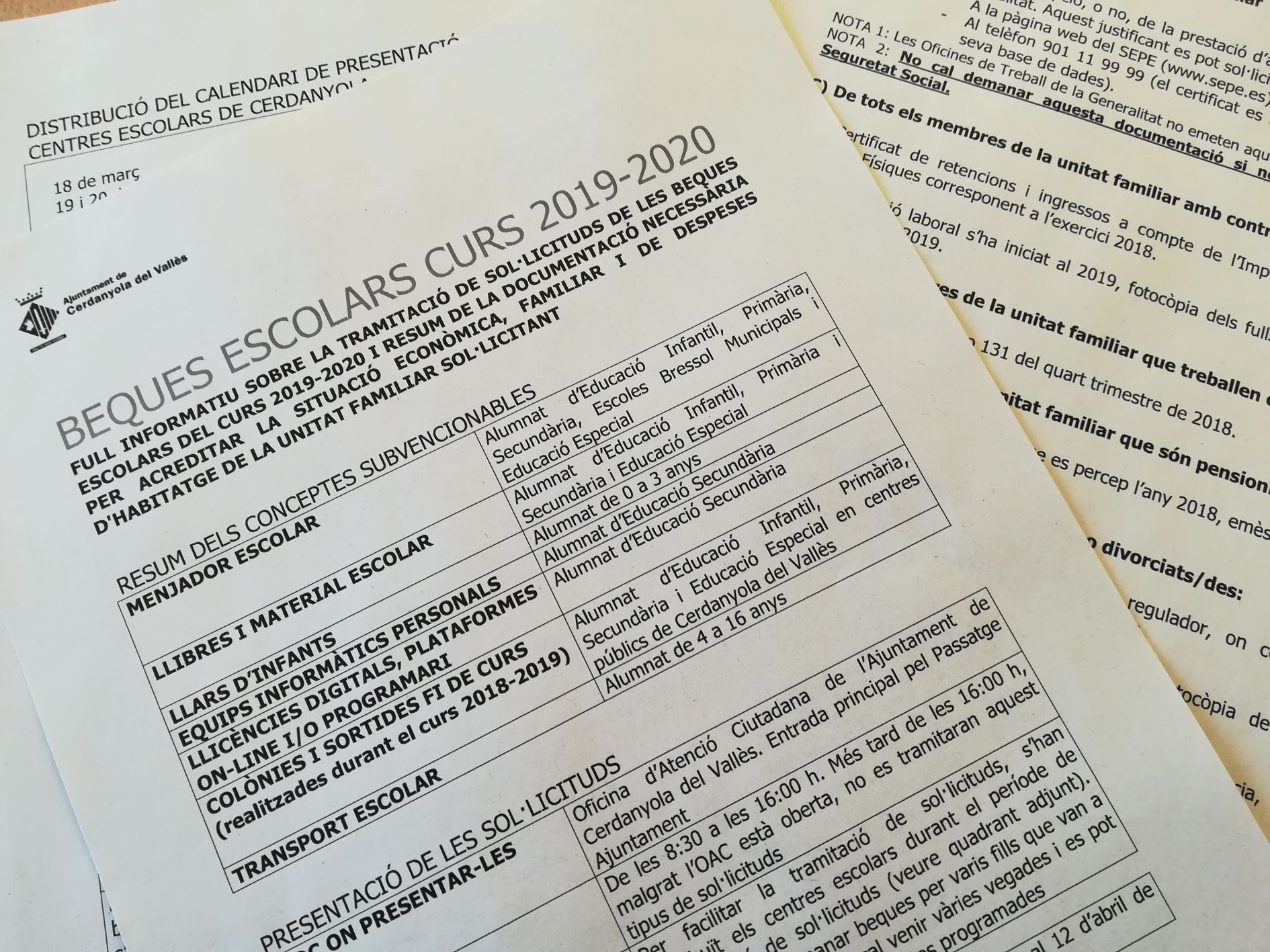 Convocatòria de les beques escolars per al curs 2019-2020