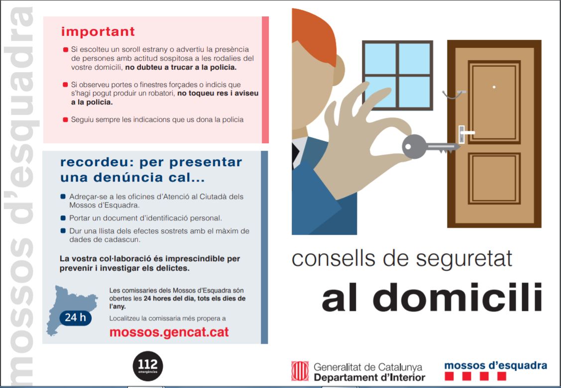 Campanya preventiva dels Mossos per evitar robatoris durant les vacances
