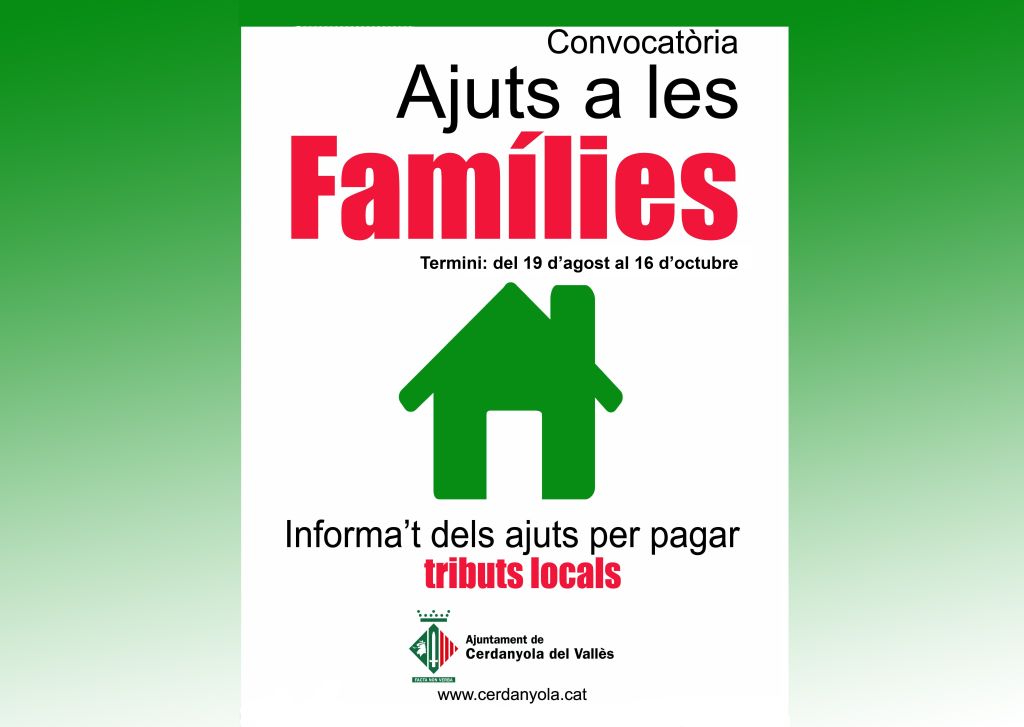 Els ajuts a les famílies per fer front al pagament de l'IBI es poden sol·licitar fins al 16 d'octubre