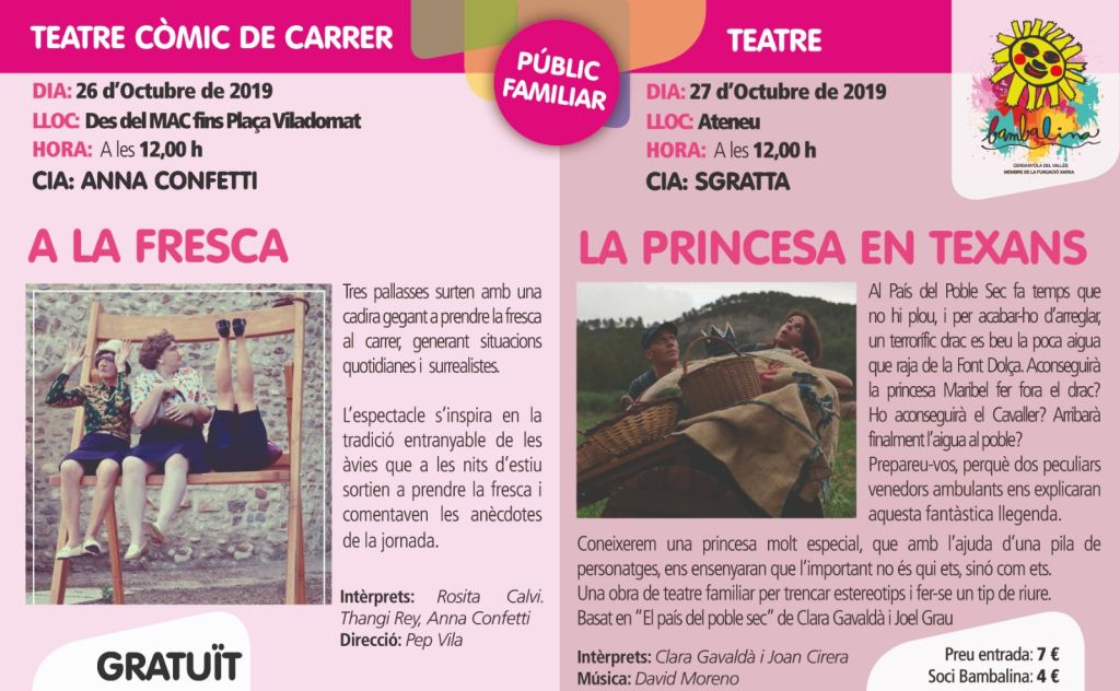 Doble cita de teatre familiar amb Bambalina aquest cap de setmana