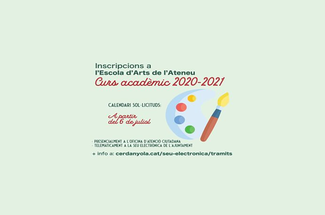 L'Escola d'Arts de l'Ateneu presenta una àmplia oferta de formació artística, cursos i tallers per al curs 2020-2021
