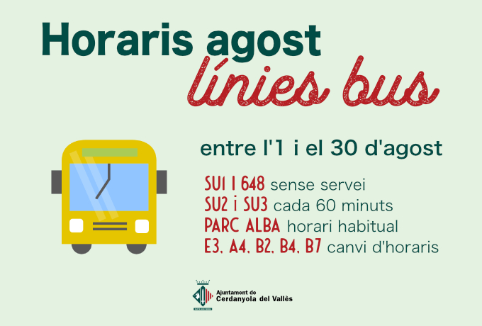 Horaris de les línies urbanes de bus durant l’agost