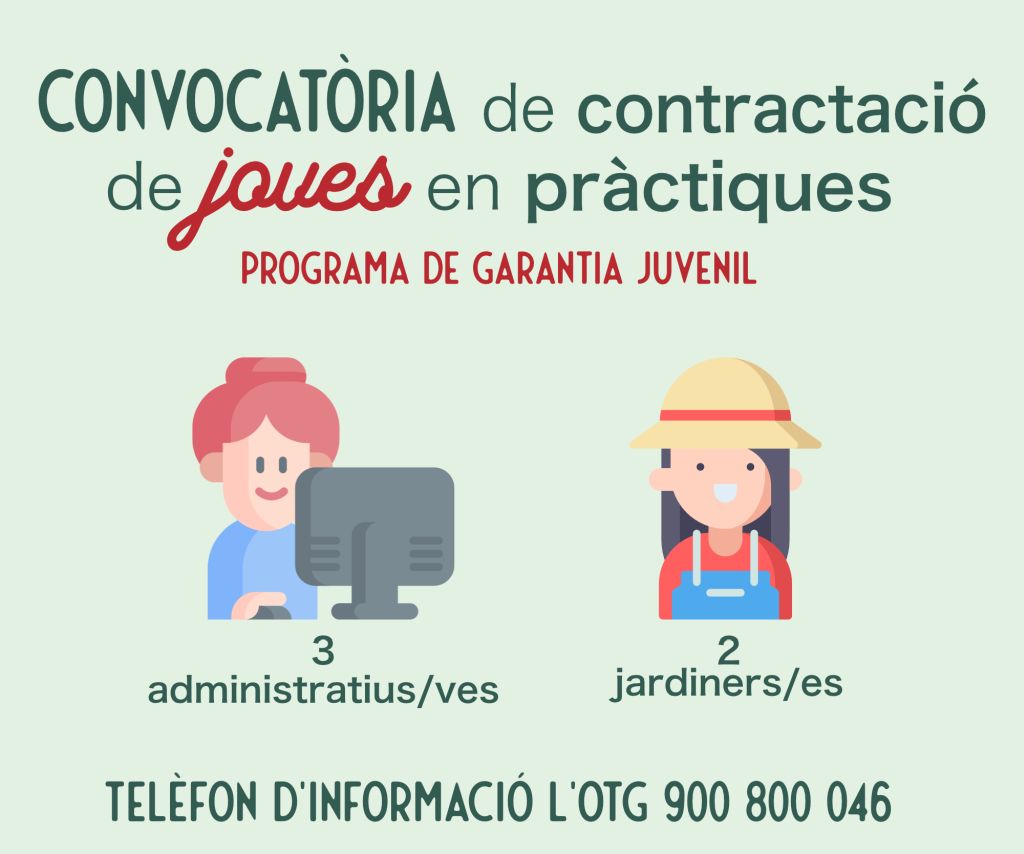 Convocatòria per contractar joves del programa de Garantia Juvenil