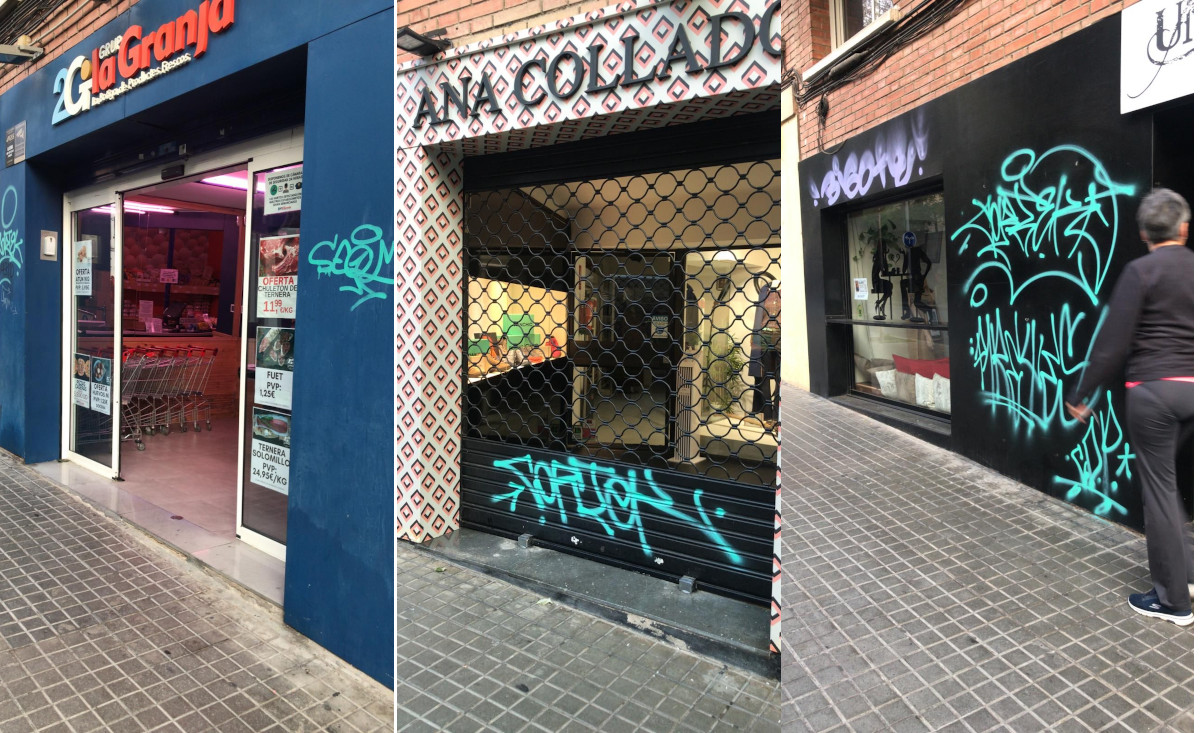 Els comerciants es queixen de les pintades dels grafiters i demanen més vigilància